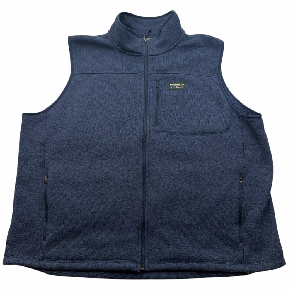 L.L.Bean XXL Fleece Vest Blue Full Zip Slightly Fitted Men